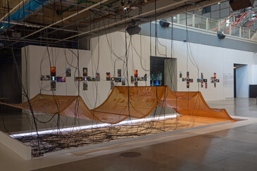 View of the installation Fossilation in exhibition context