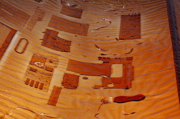View of the installation Fossilation in exhibition context