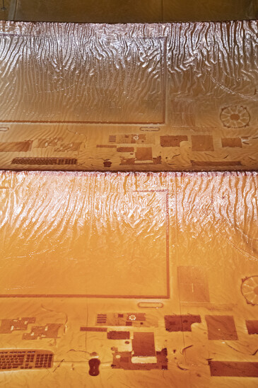 View of the installation Fossilation in exhibition context