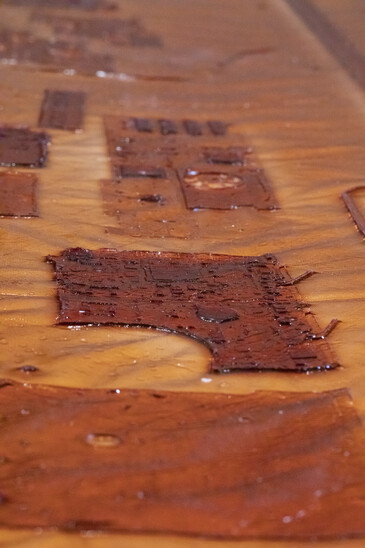 View of the installation Fossilation in exhibition context