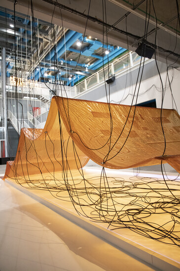 View of the installation Fossilation in exhibition context