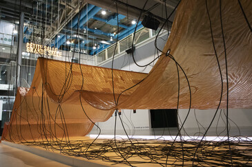 View of the installation Fossilation in exhibition context