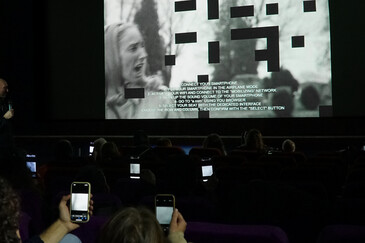 View of the dispositif Swipe to Swipe to ... in a movie theater