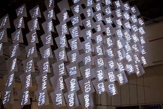 Vue de l'installation Mobilisation en contexte d’exposition 
