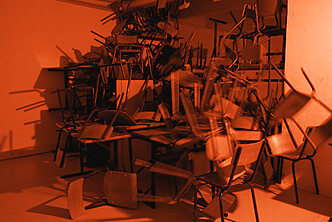 Vue de l'installation Qui-vive en contexte d’exposition
