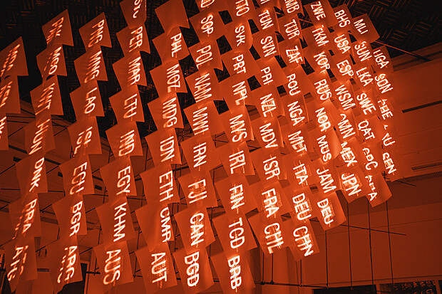 Vue de l'installation Mobilisation en contexte d’exposition 