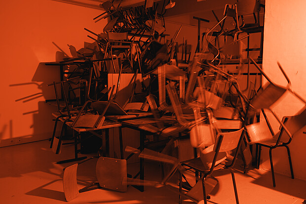 Vue de l'installation Qui-vive en contexte d’exposition